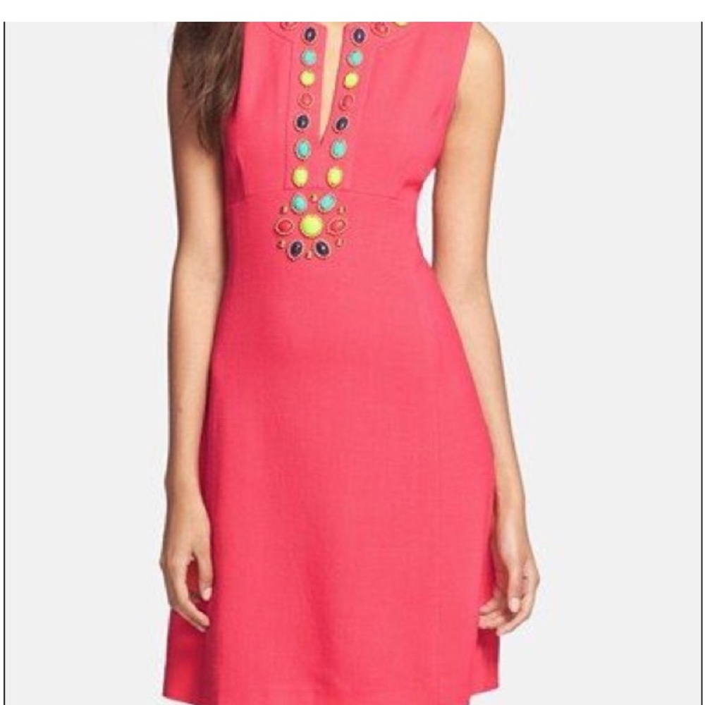 Kate Spade Coral Embellished mini dress 0